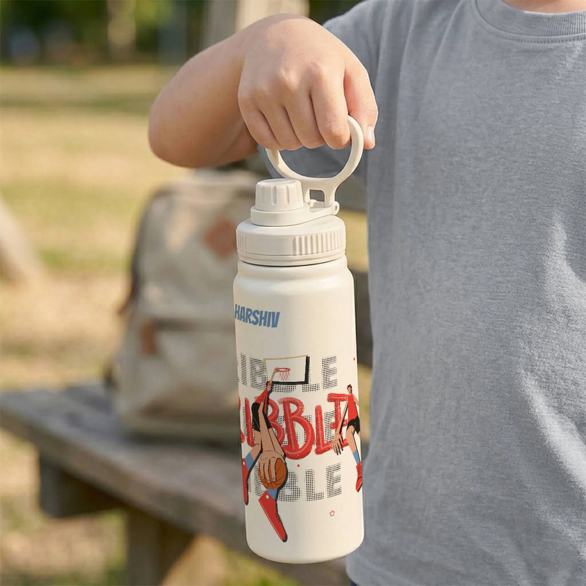 Personalised Basketball Fever Boy Water Bottle (Hydro) 600 ML - image 3