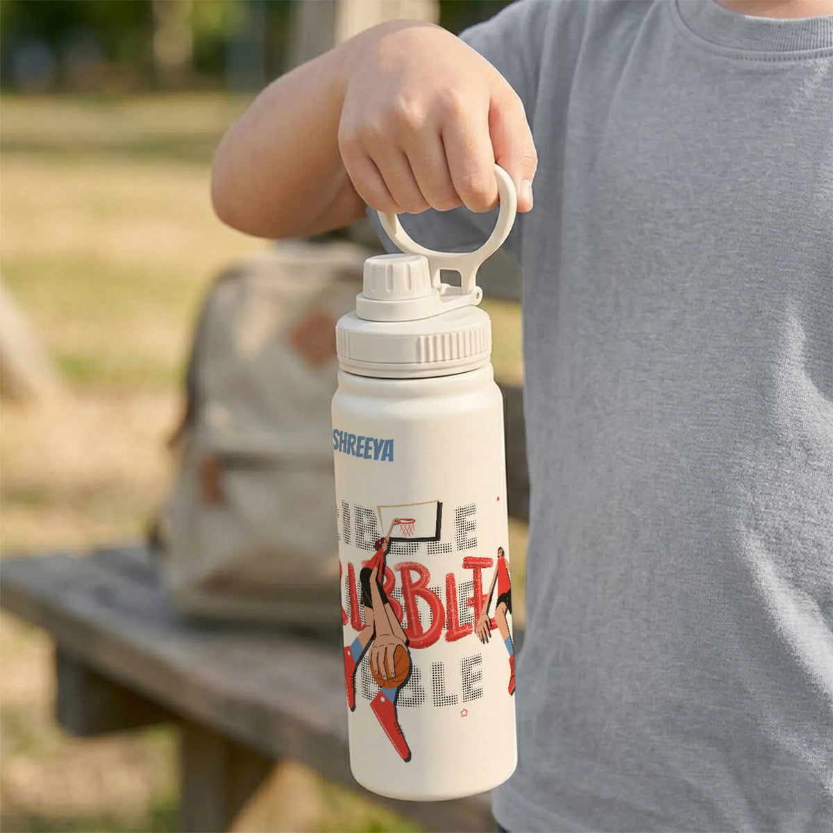 Personalised Basketball Fever Girl Insulated Water Bottle (Hydro) 600 ML - image 3