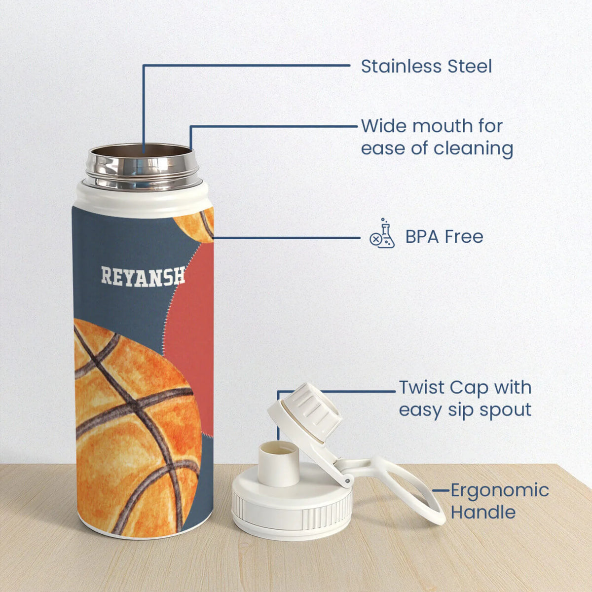 Personalised Basketball Is Life Water Bottle (Hydro) 600 ML - image 6