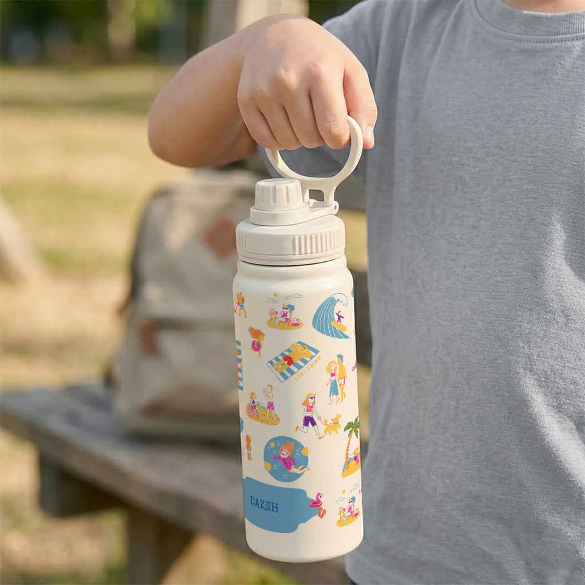 Personalised Beach Day Insulated Water Bottle (Hydro) 600 ML - image 3
