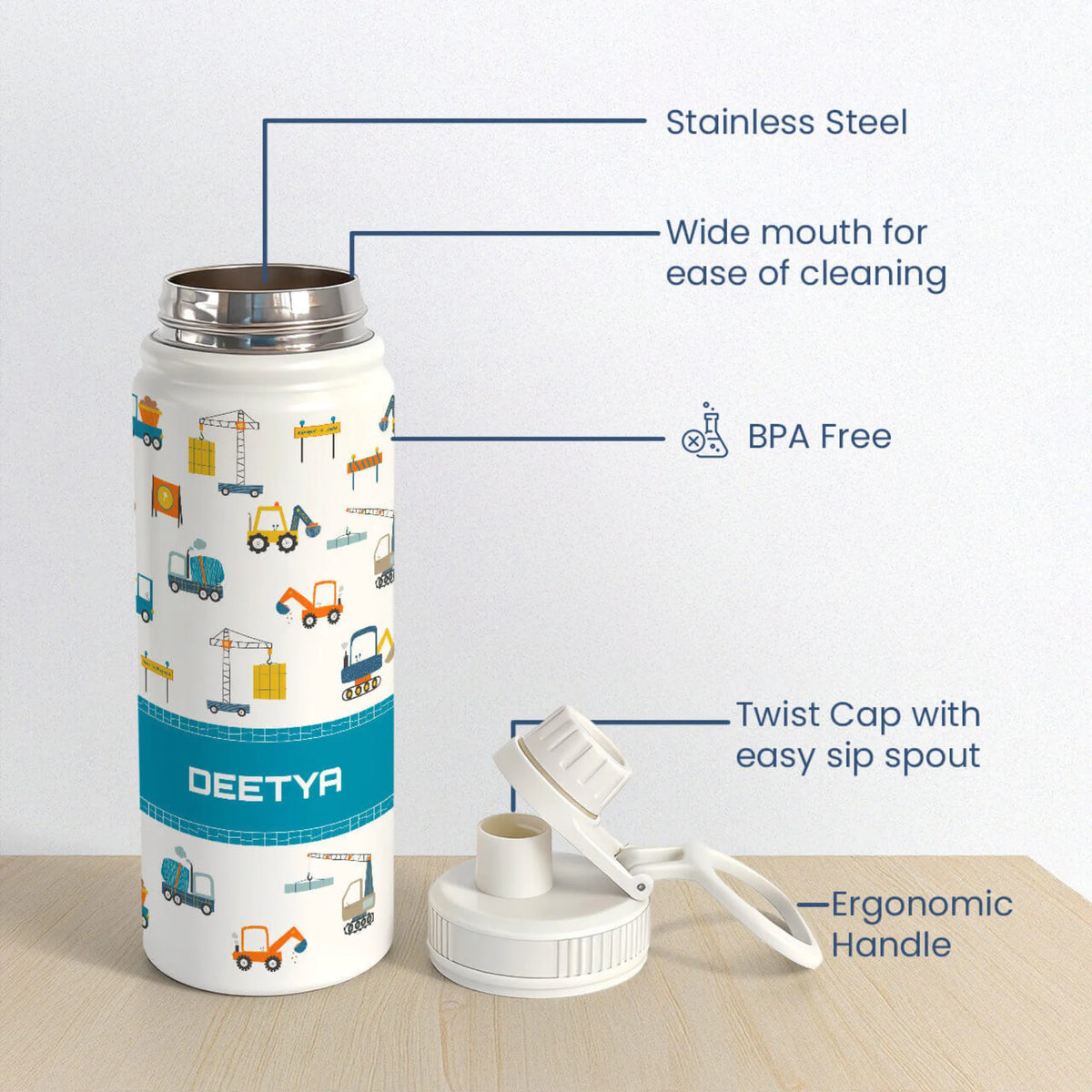 Personalised Construction Site Water Bottle (Hydro) 600 ML - image 6
