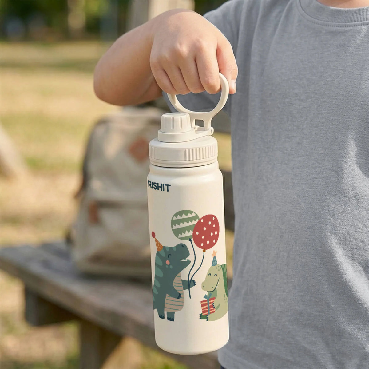 Personalised Dino Party Insulated Water Bottle (Hydro) 600 ML - image 3