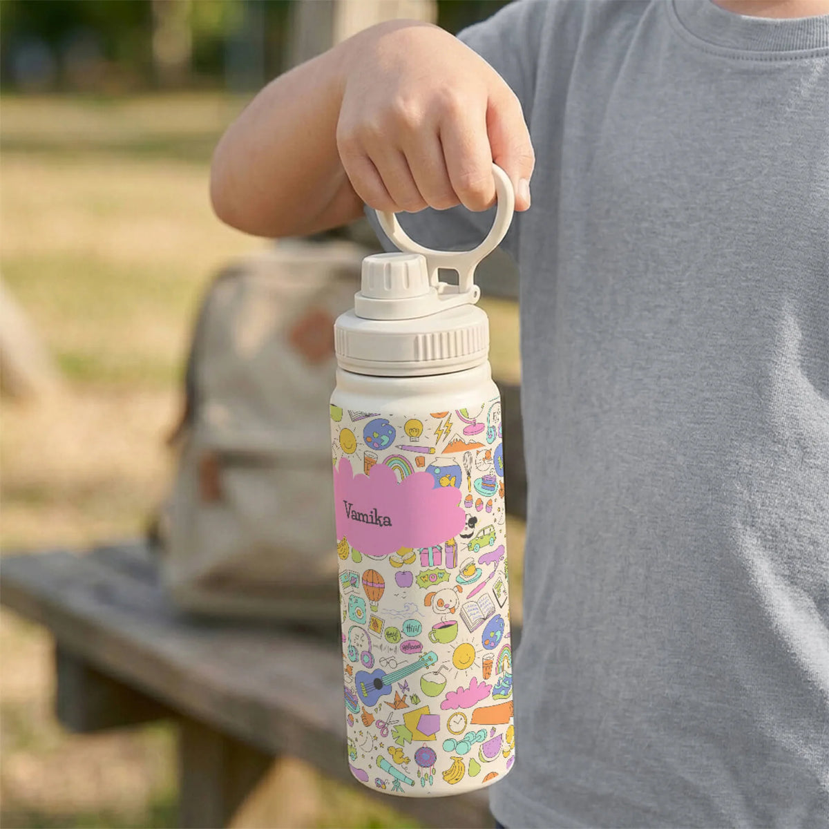 Personalised Doodle Fun Water Bottle (Hydro) 600 ML - image 3