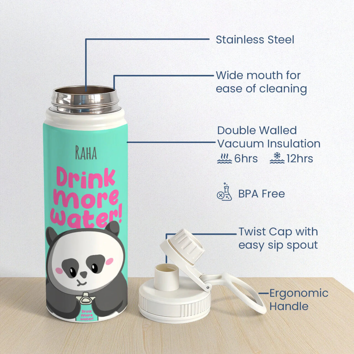 Personalised Drink More Insulated Water Bottle (Hydro) 600 ML - image 6