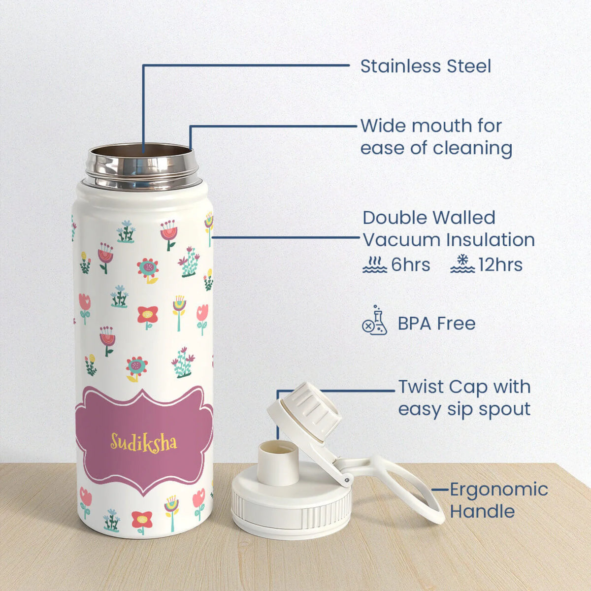 Personalised Enchanted Garden Insulated Water Bottle (Hydro) 600 ML - image 6