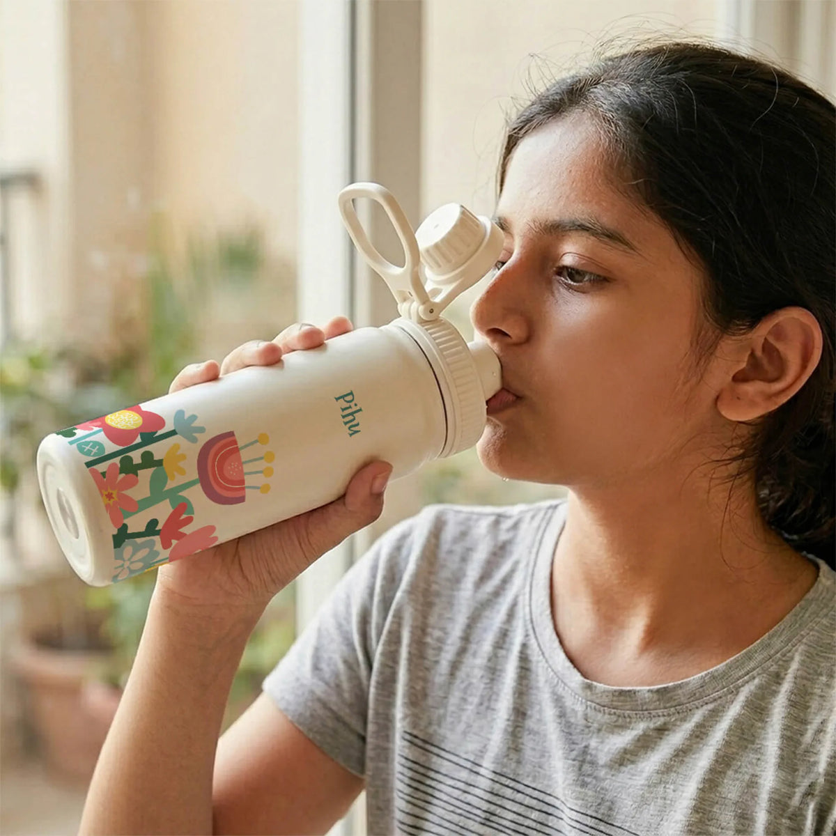 Personalised Flower Power Insulated Water Bottle (Hydro) 600 ML - image 2