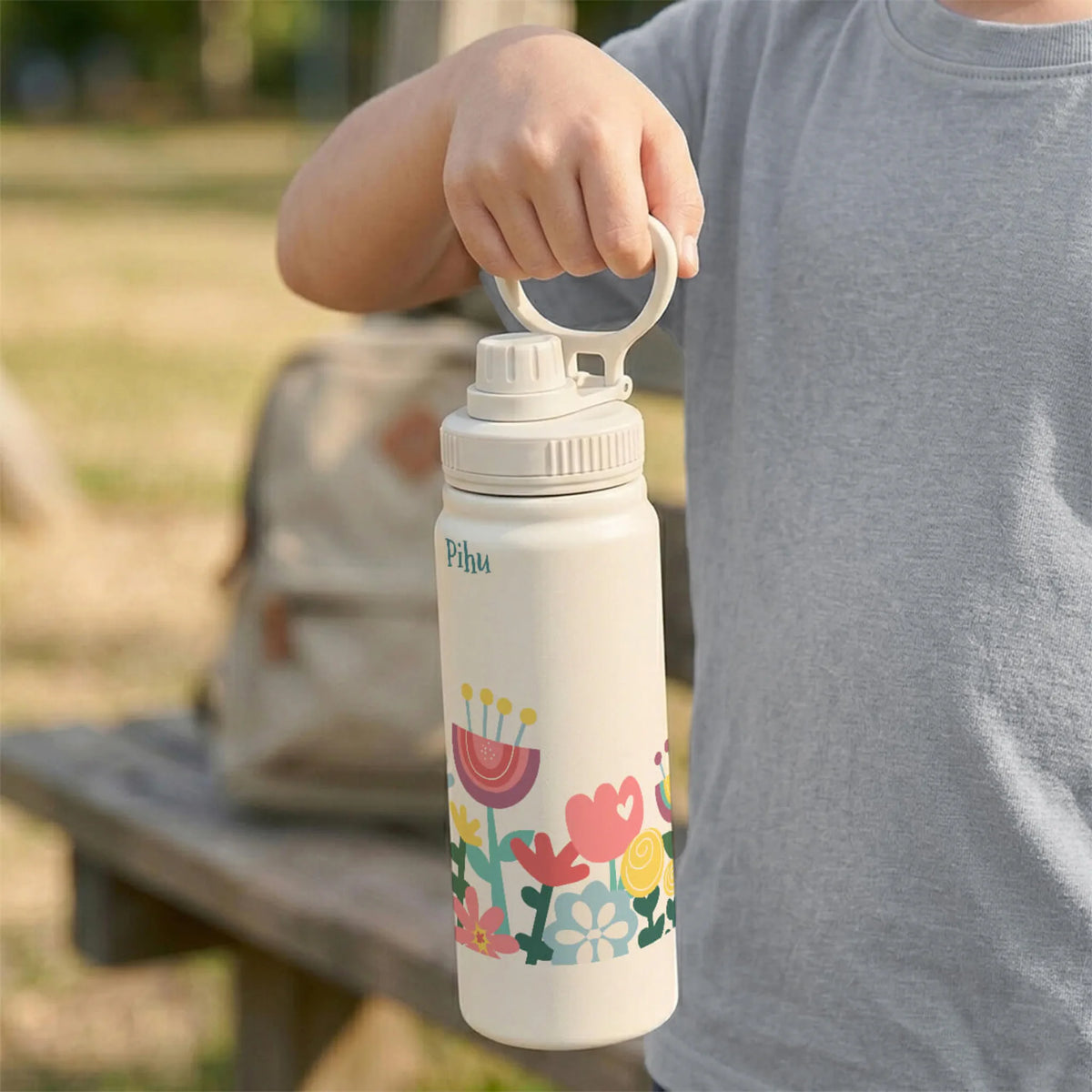 Personalised Flower Power Insulated Water Bottle (Hydro) 600 ML - image 3