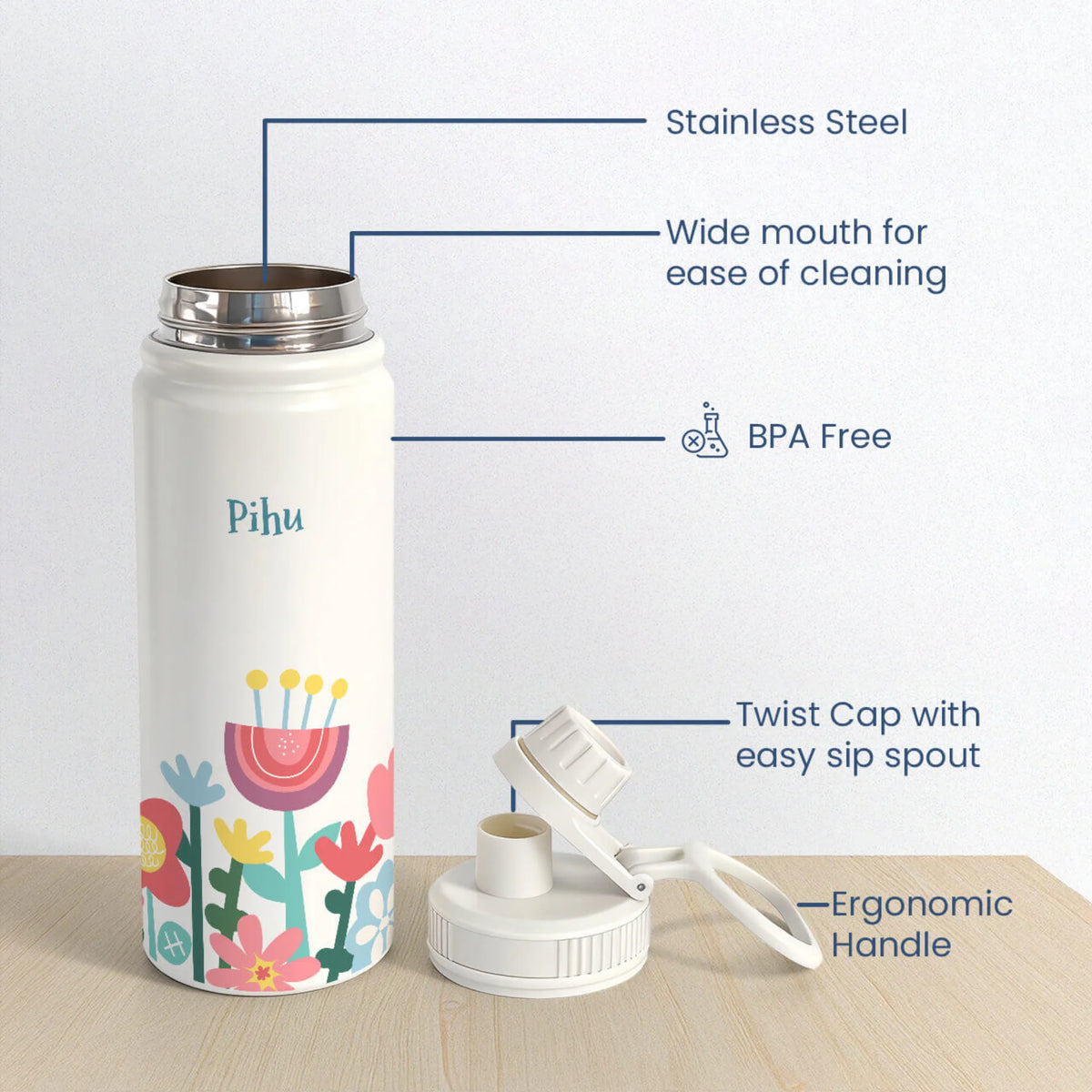 Personalised Flower Power Water Bottle (Hydro) 600 ML - image 6