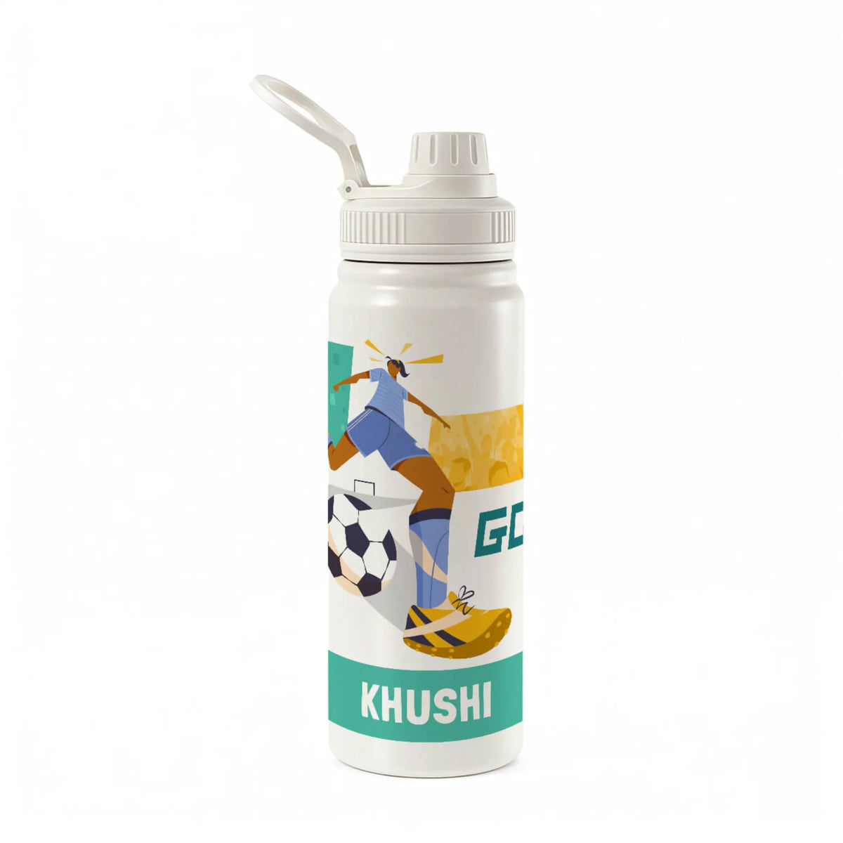 Personalised Football Goals Girl Insulated Water Bottle (Hydro) 600 ML - image 1
