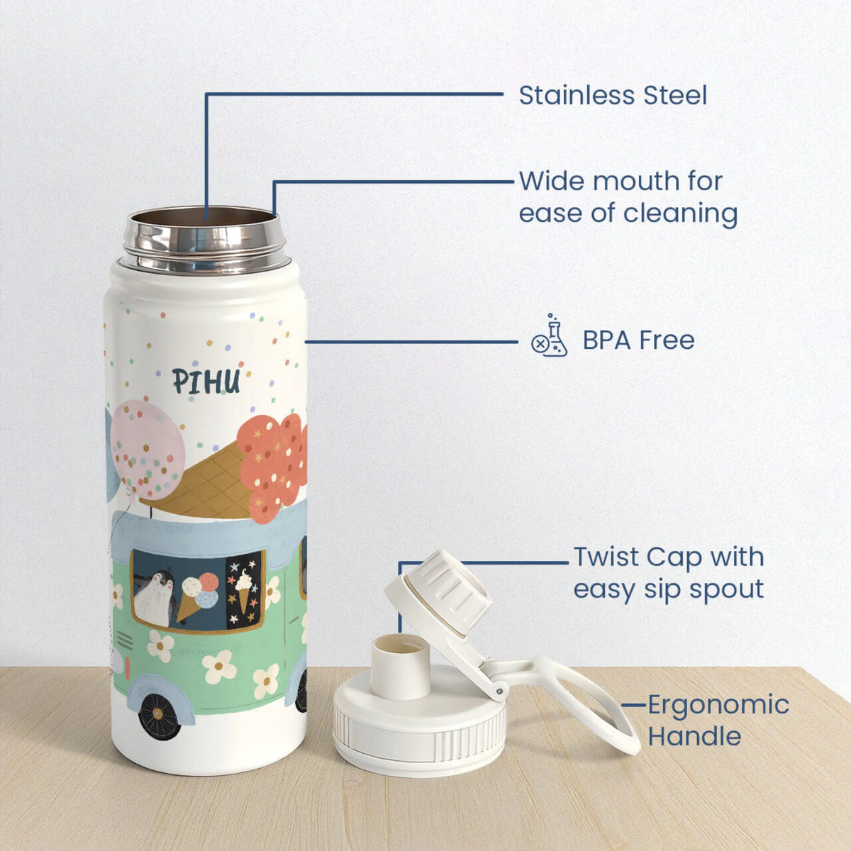 Personalised Ice Cream Fun Water Bottle (Hydro) 600 ML - image 6