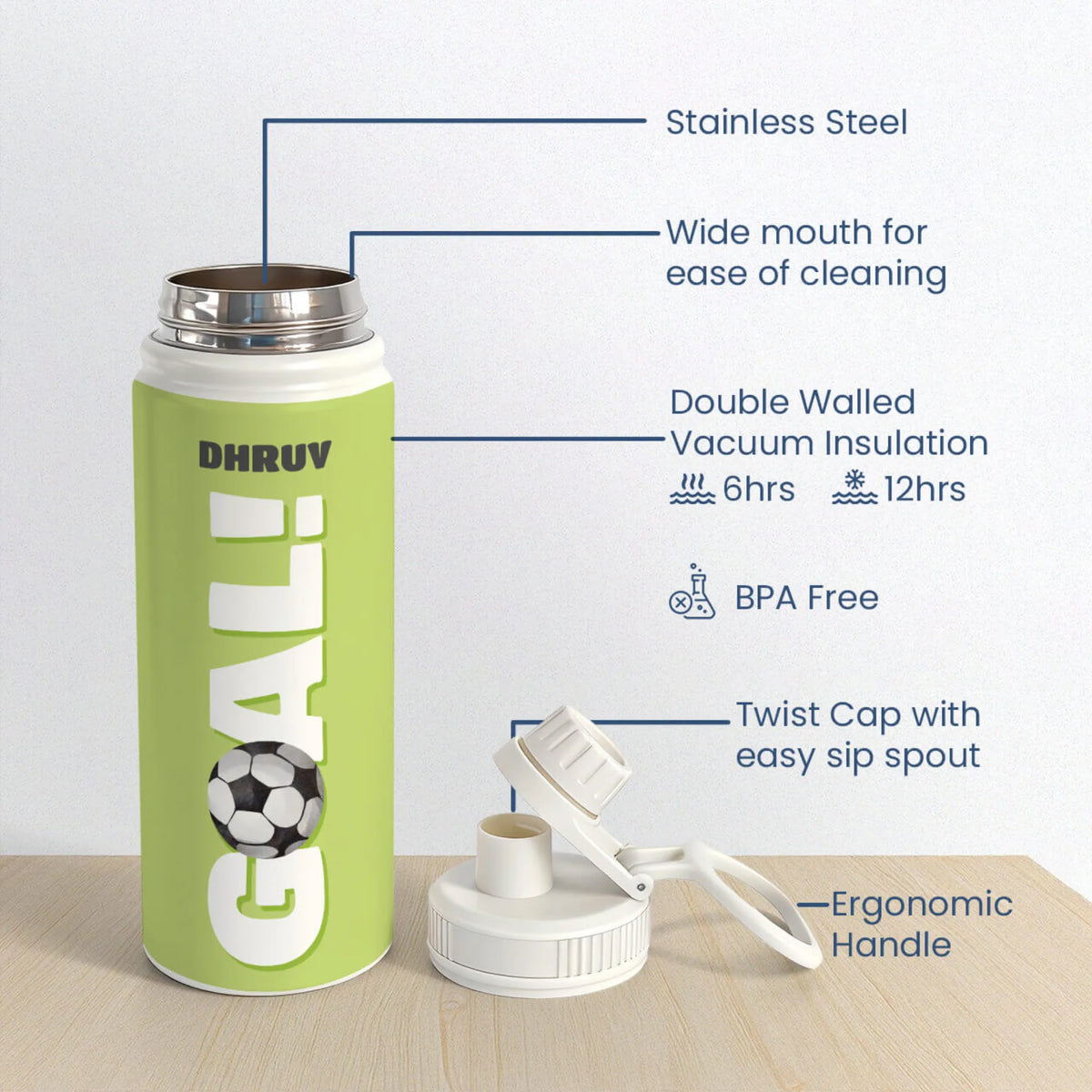 Personalised It's A Goal Insulated Water Bottle (Hydro) 600 ML - image 6
