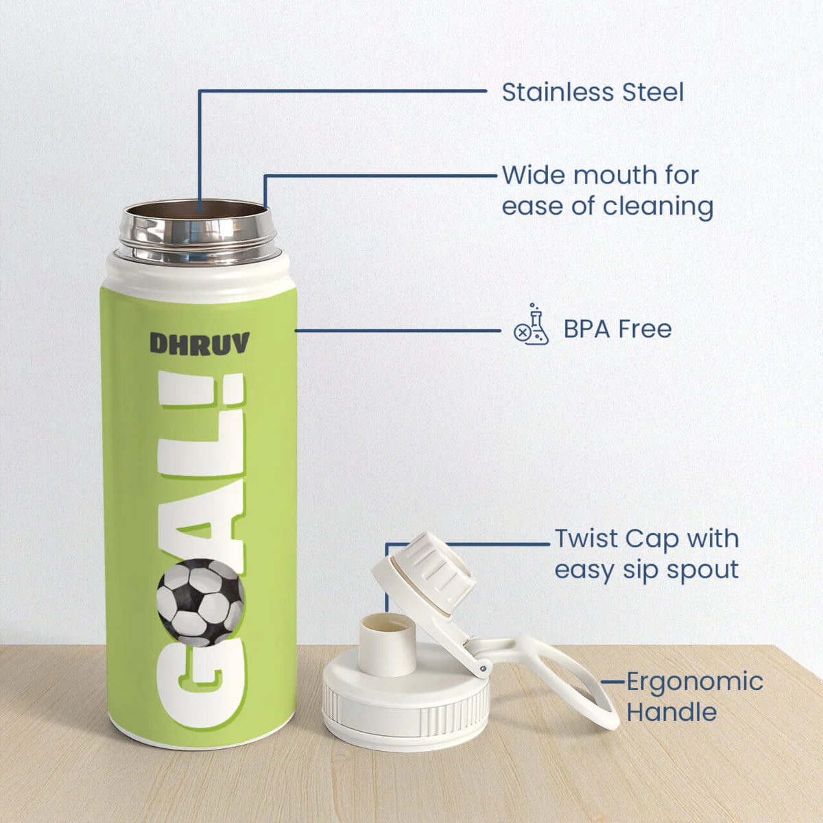 Personalised It's A Goal Water Bottle (Hydro) 600 ML - image 6