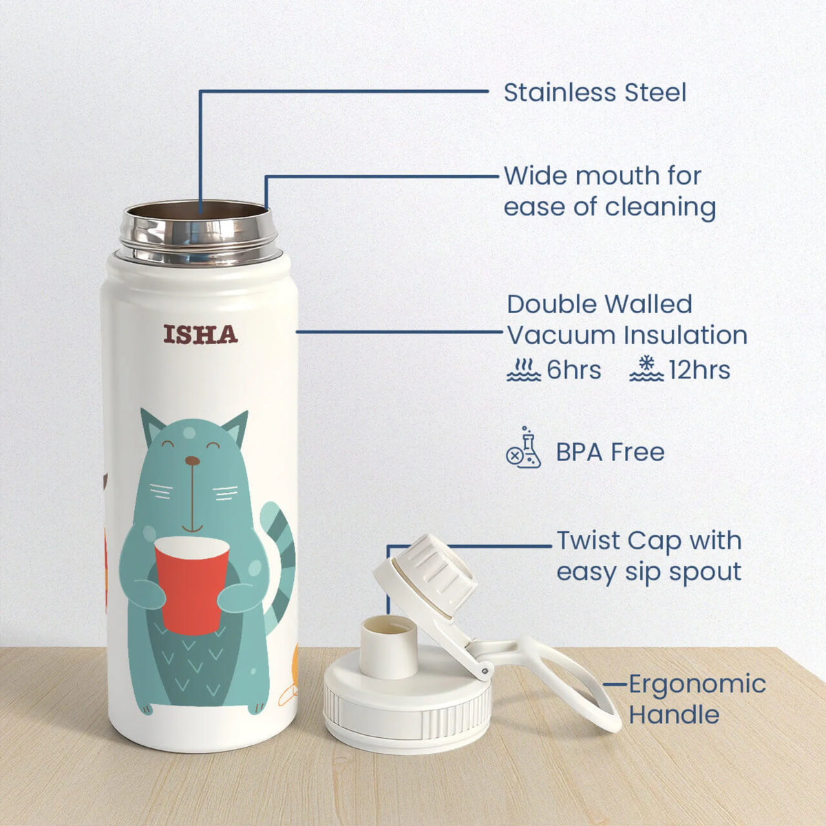 Personalised Kitty Cat Insulated Water Bottle (Hydro) 600 ML - image 6