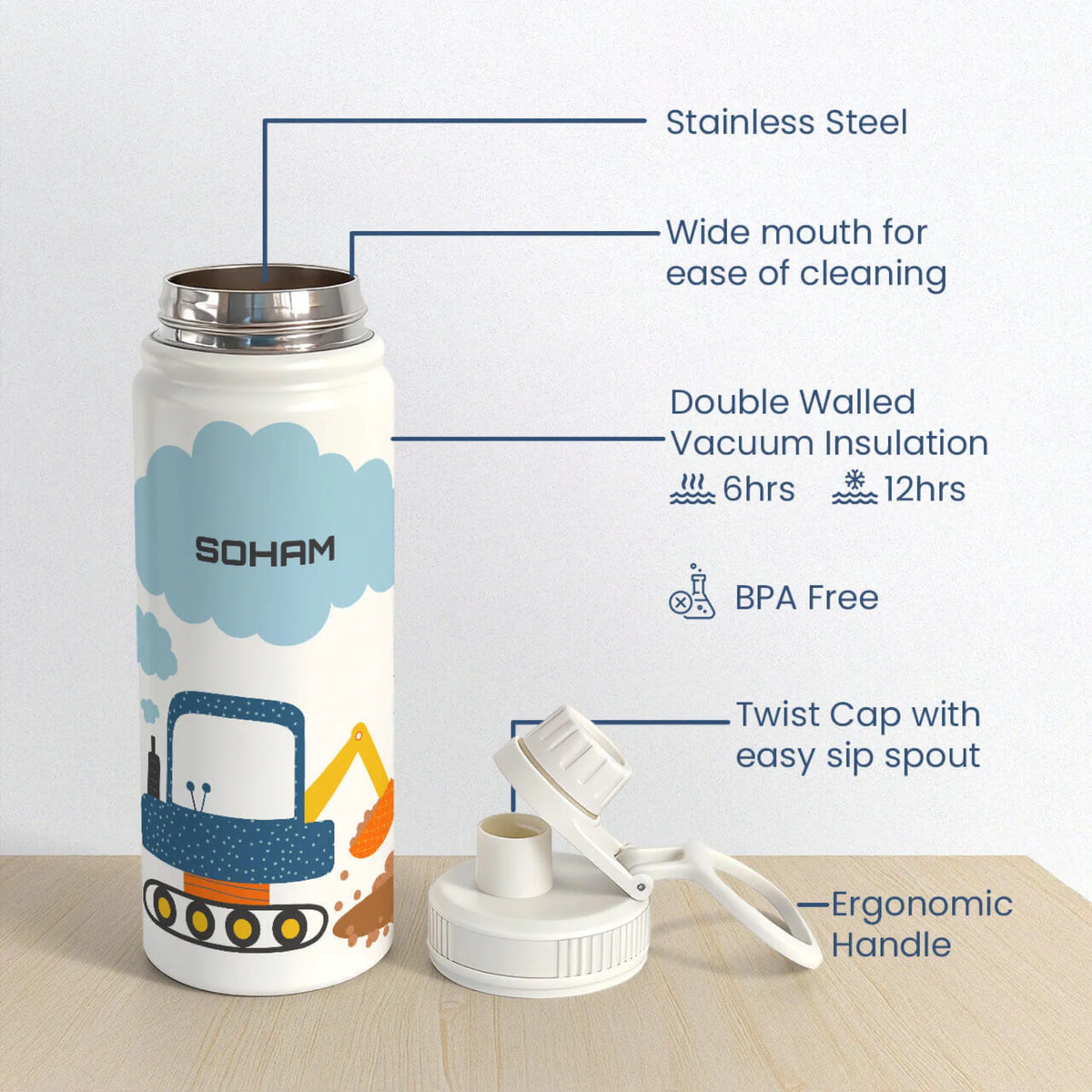 Personalised Let's Build Insulated Water Bottle (Hydro) 600 ML - image 6