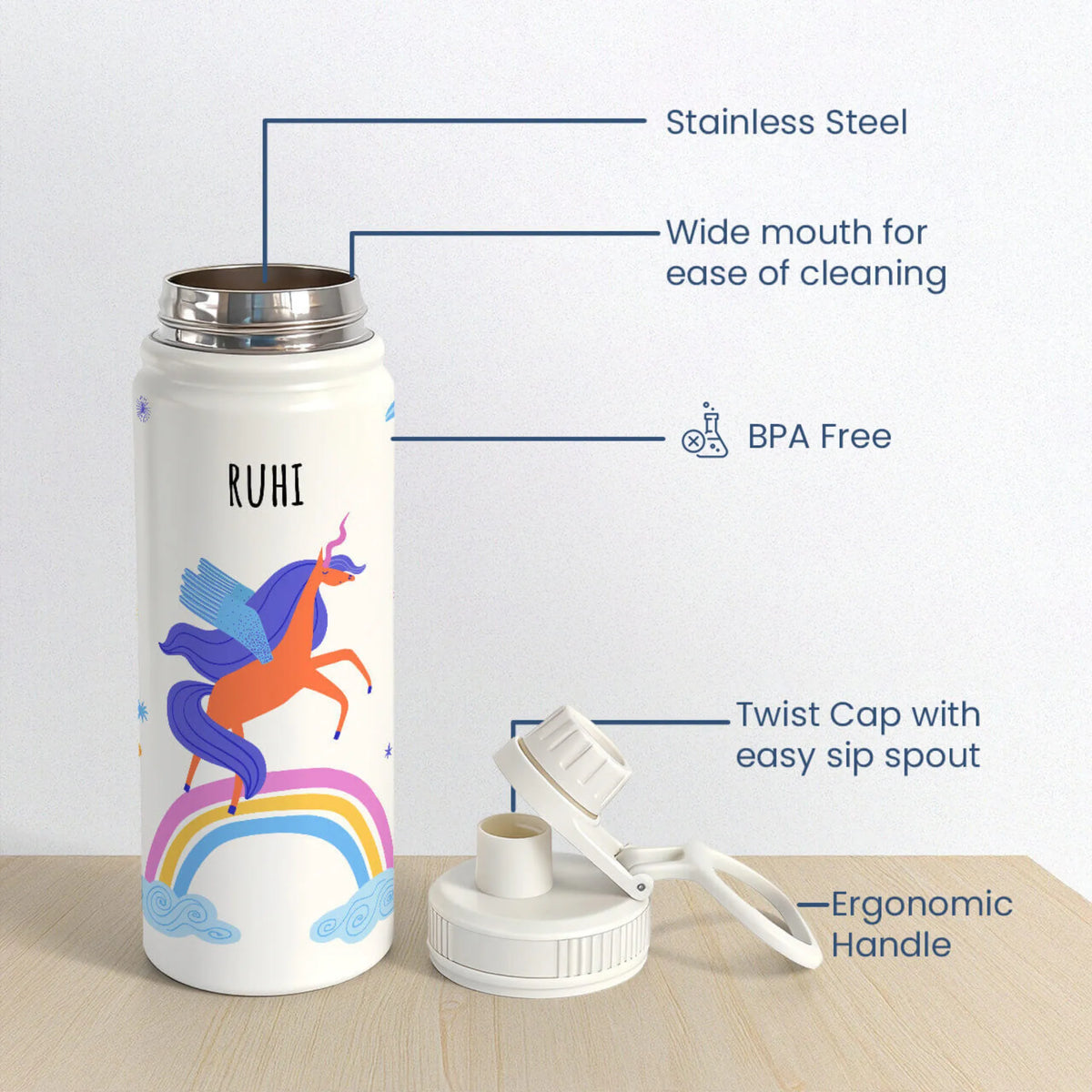 Personalised Magical Unicorn Water Bottle (Hydro) 600 ML - image 6