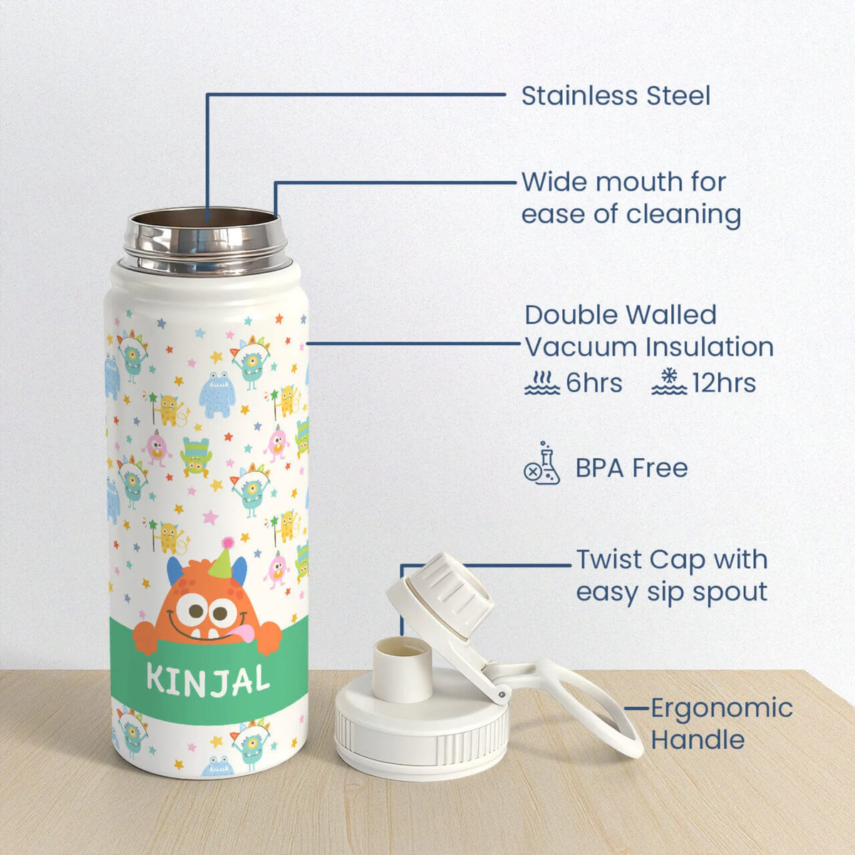 Personalised Monster Party Insulated Water Bottle (Hydro) 600 ML - image 6