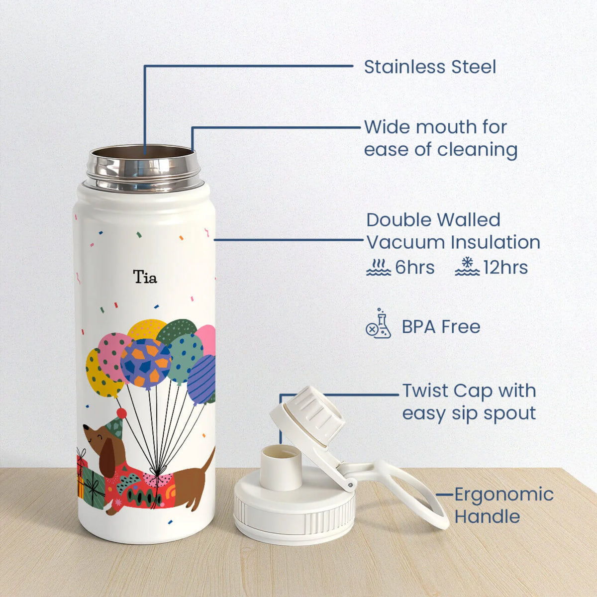 Personalised Paw Party Insulated Water Bottle (Hydro) 600 ML - image 6