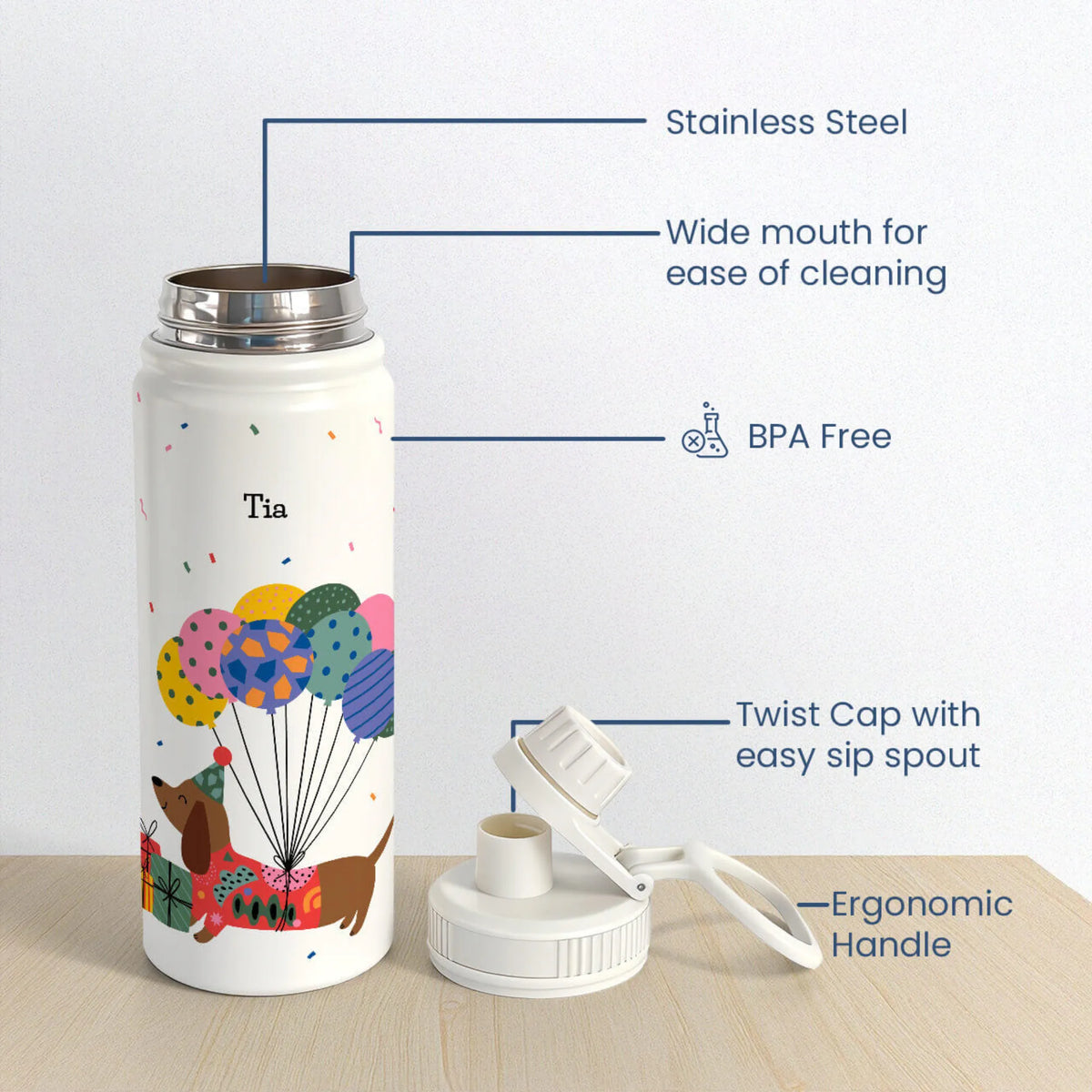 Personalised Paw Party Water Bottle (Hydro) 600 ML - image 6