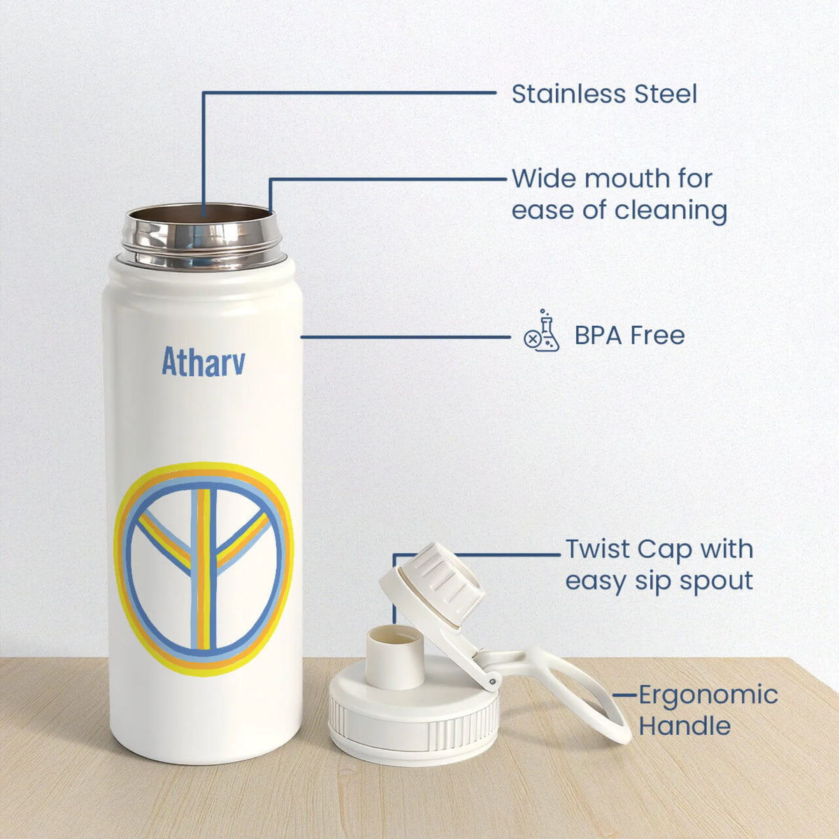 Personalised Peace Water Bottle (Hydro) 600 ML - image 6