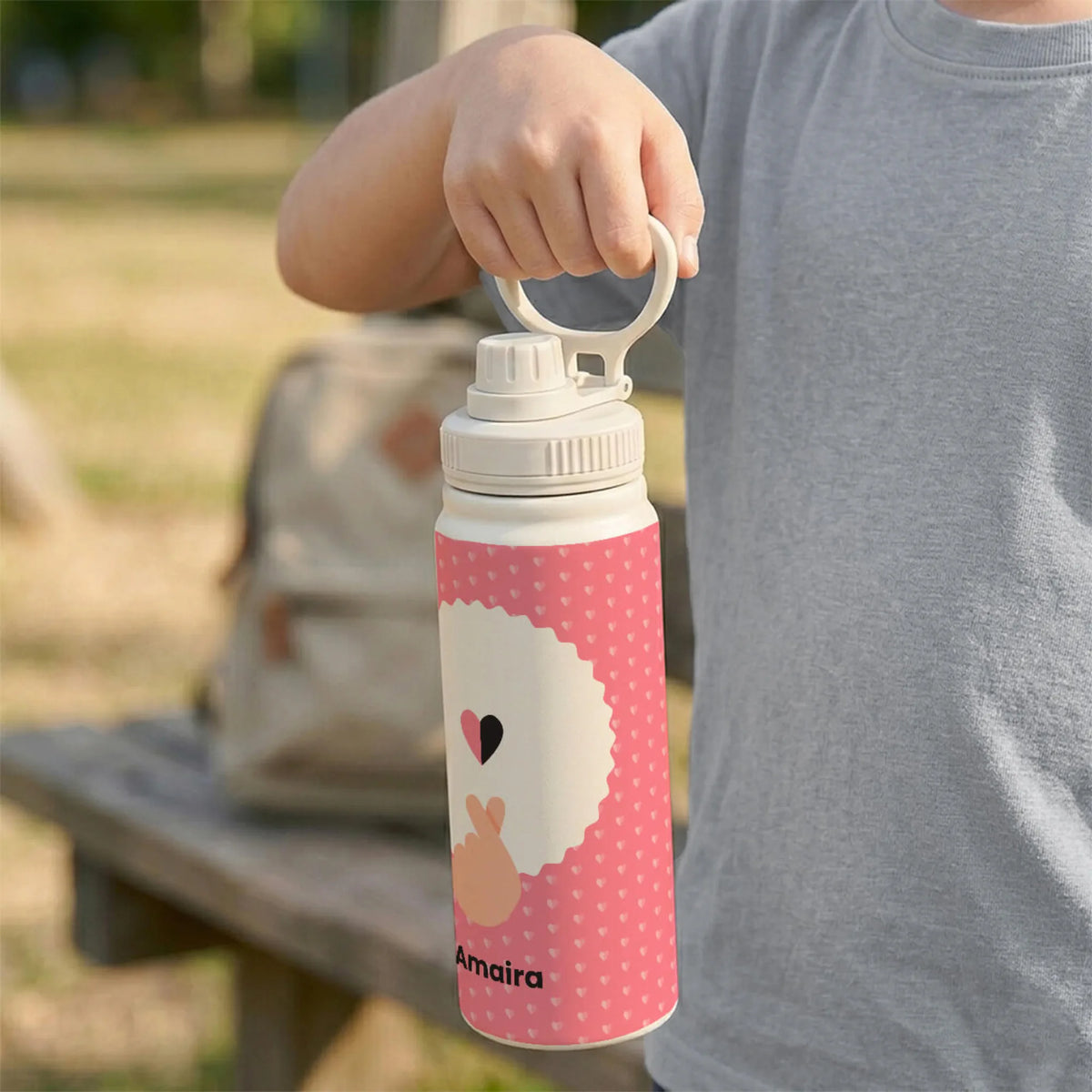 Personalised Pop Heart Insulated Water Bottle (Hydro) 600 ML - image 3