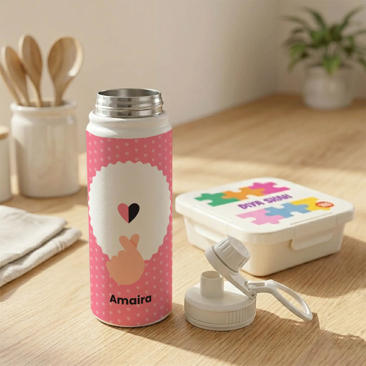 Personalised Pop Heart Water Bottle (Hydro) 600 ML - image 4