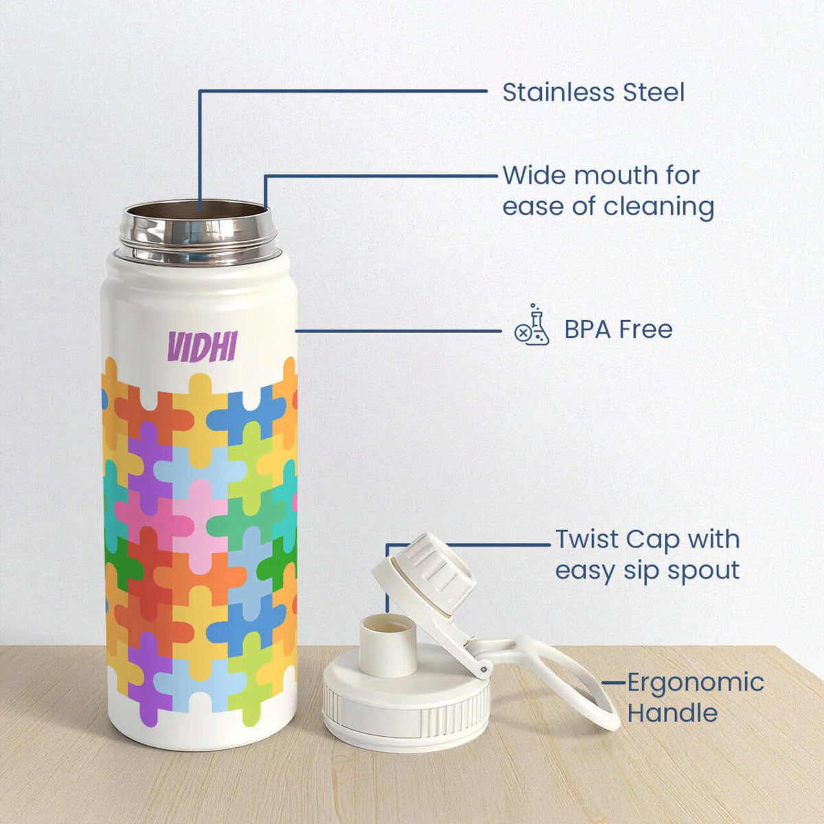 Personalised Puzzle Pop Water Bottle (Hydro) 600 ML - image 6