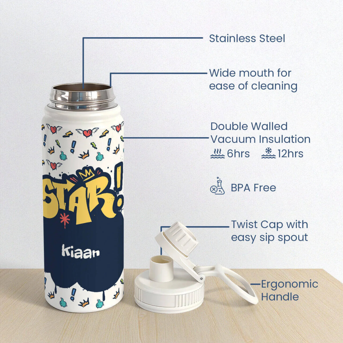 Personalised Rising Stars Insulated Water Bottle (Hydro) 600 ML - image 6
