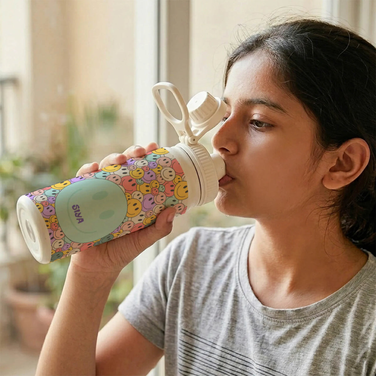 Personalised Smiley Day Insulated Water Bottle (Hydro) 600 ML - image 2