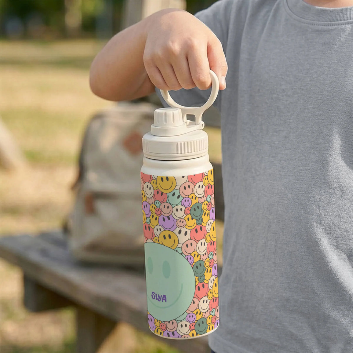 Personalised Smiley Day Insulated Water Bottle (Hydro) 600 ML - image 3