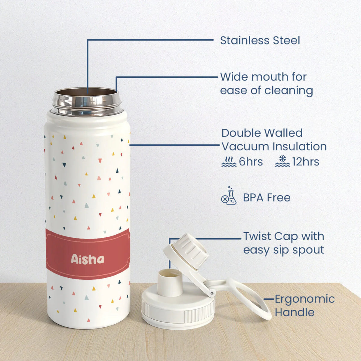 Personalised Triangle Tango Insulated Water Bottle (Hydro) 600 ML - image 6