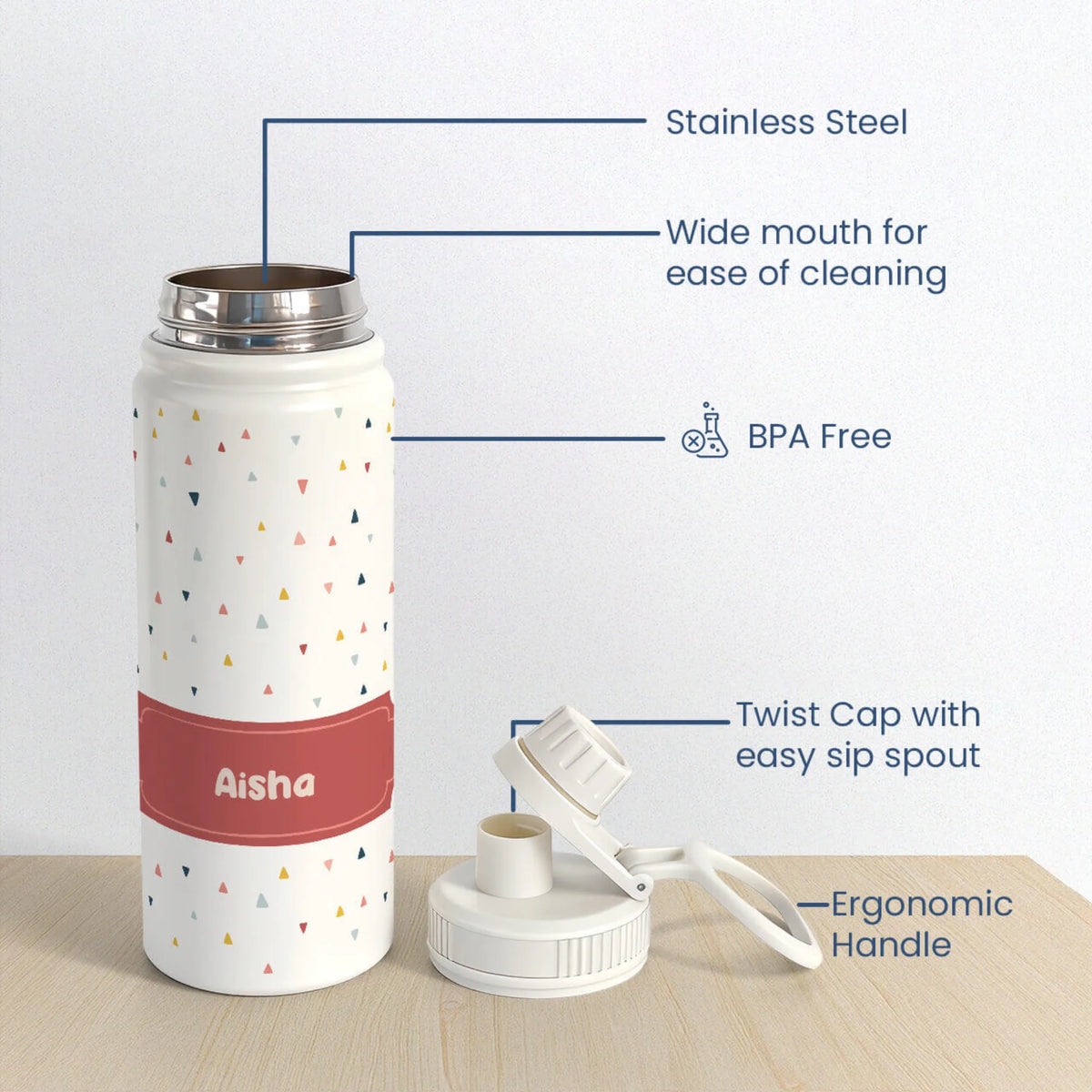 Personalised Triangle Tango Water Bottle (Hydro) 600 ML - image 6