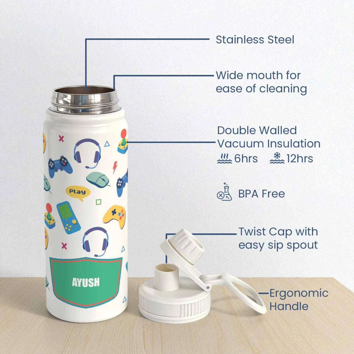 Personalised Video Game Insulated Water Bottle (Hydro) 600 ML - image 6
