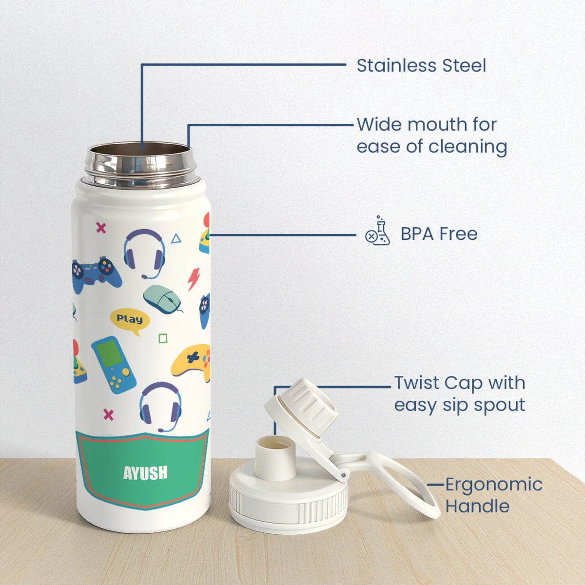 Personalised Video Game Water Bottle (Hydro) 600 ML - image 6