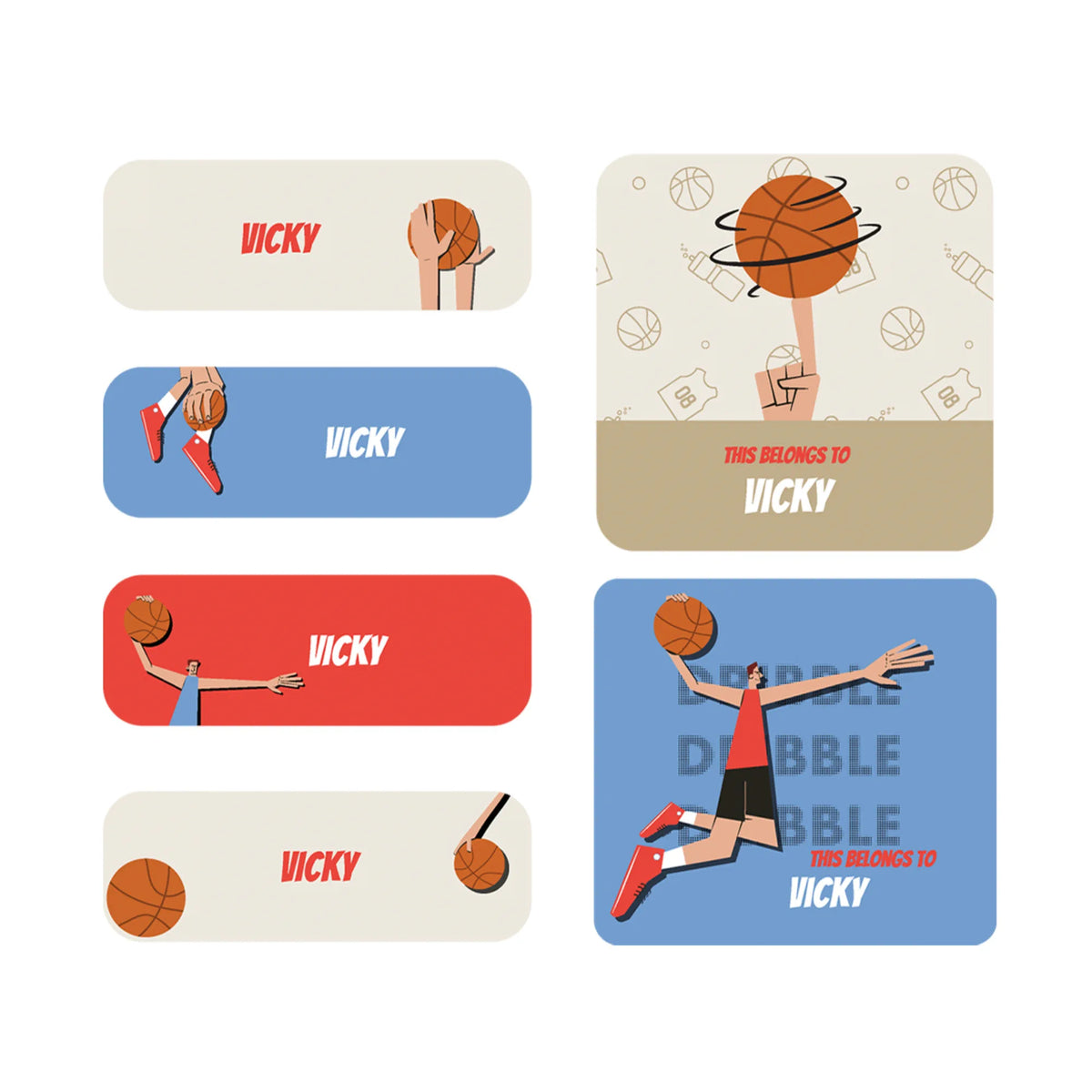 Personalised Basketball Fever Boy Iron-On Name Labels for Clothes - image 1