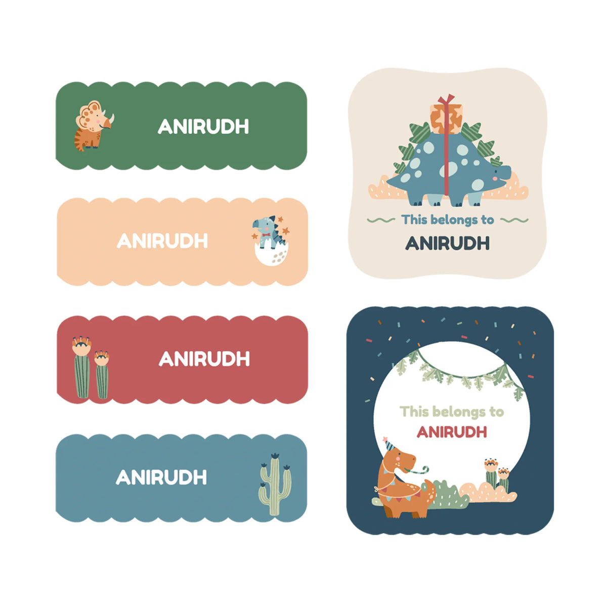 Personalised Dino Party Iron-On Name Labels for Clothes - image 1