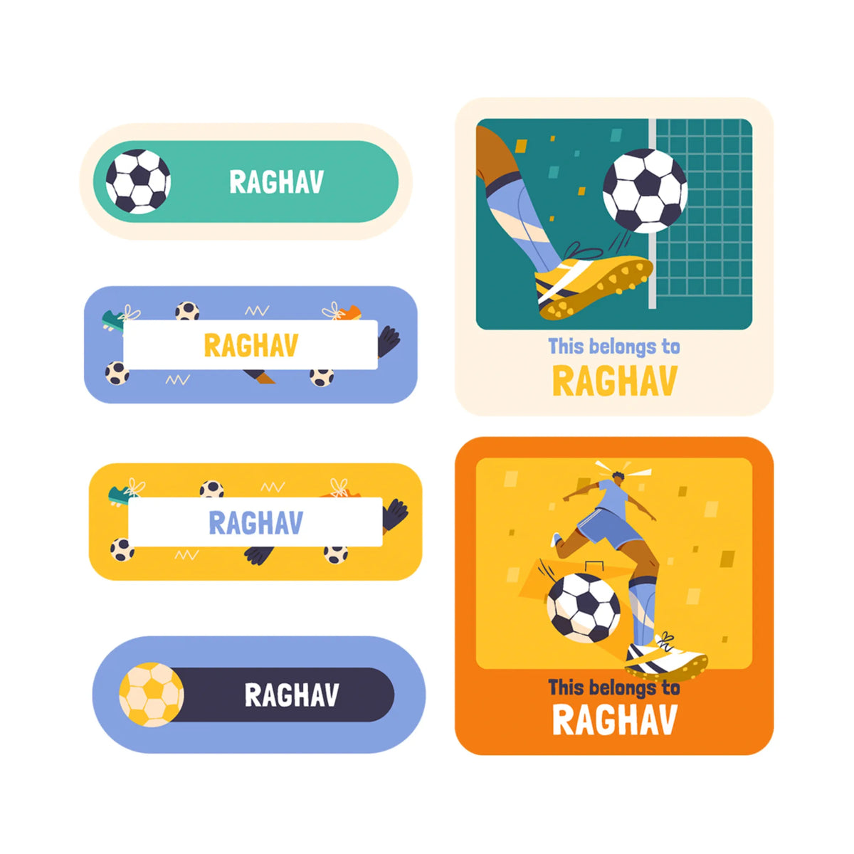 Personalised Football Goals Boy Iron-On Name Labels for Clothes - image 1