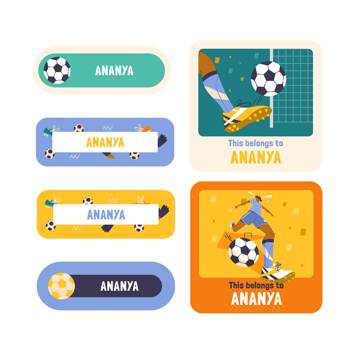 Personalised Football Goals Girl Iron-On Name Labels for Clothes - image 1