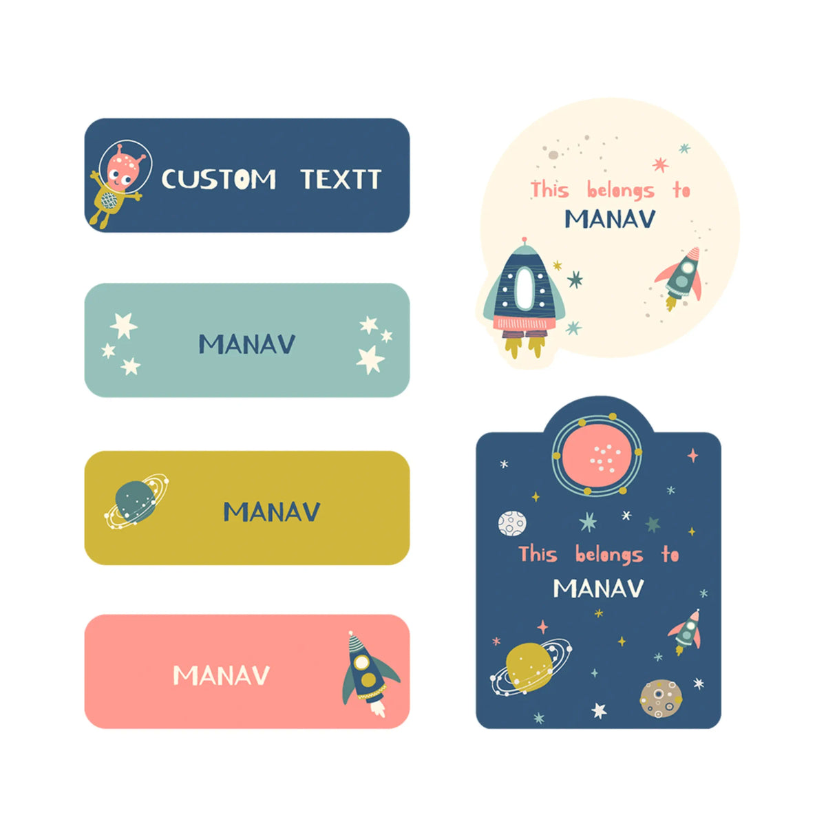 Personalised Space Explorer Iron-On Name Labels for Clothes - image 1