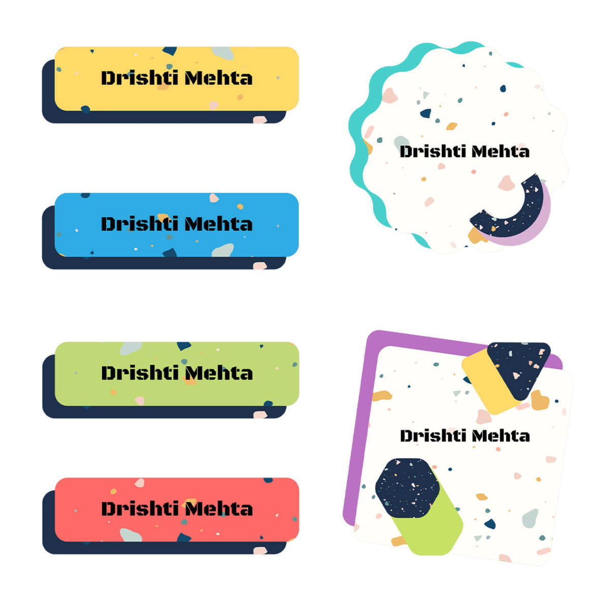 Personalised Terrazzo Pop Iron-On Name Labels for Clothes - image 1