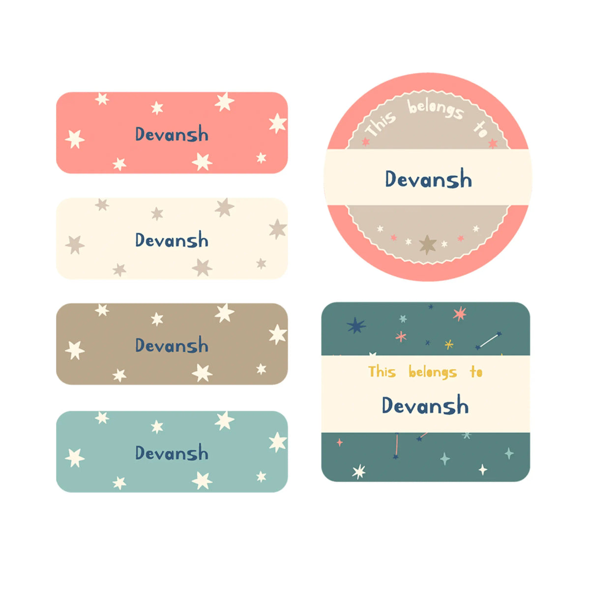 Personalised Twinkling Stars Iron-On Name Labels for Clothes - image 1