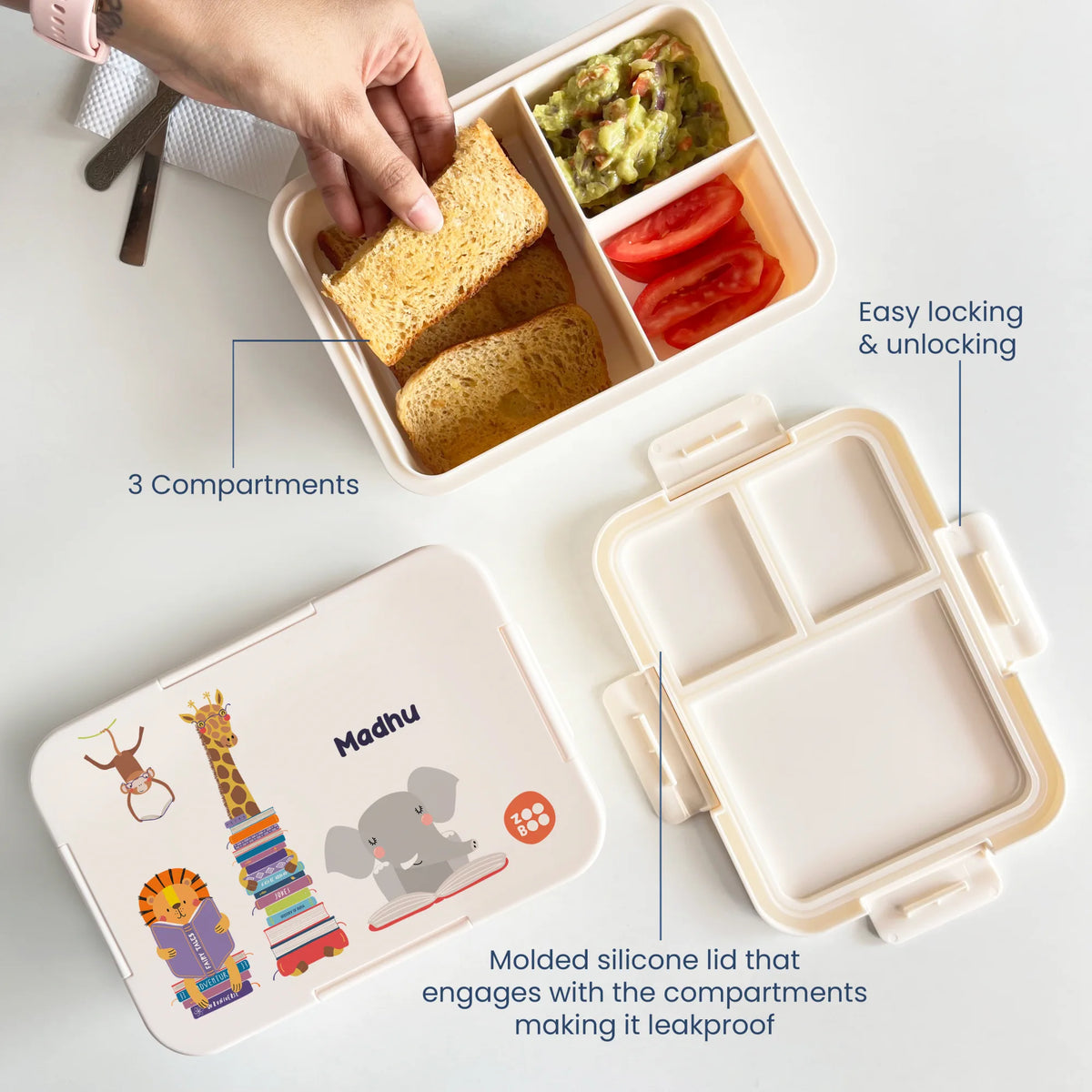 Personalised Animal Library Bento Lunch Box for Kids - image 3