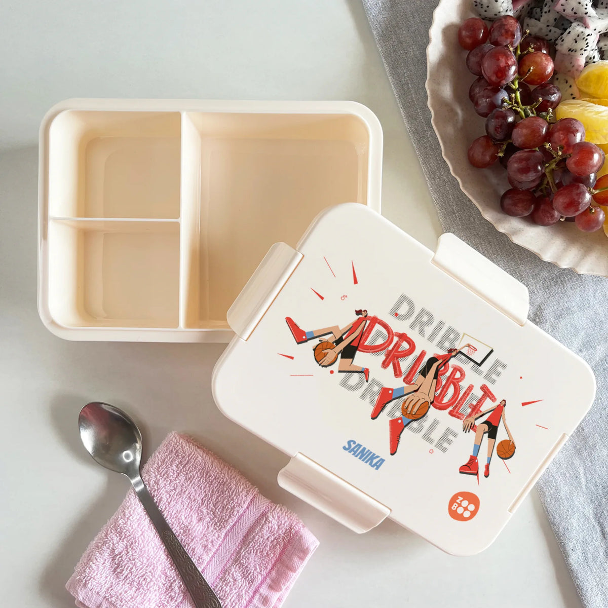 Personalised Basketball Fever Girl Bento Lunch Box for Kids - image 2