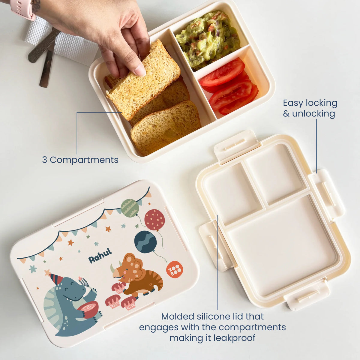 Personalised Dino Party Bento Lunch Box for Kids - image 3