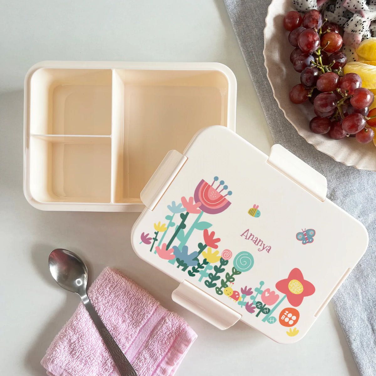 Personalised Flower Power Bento Lunch Box for Kids - image 2
