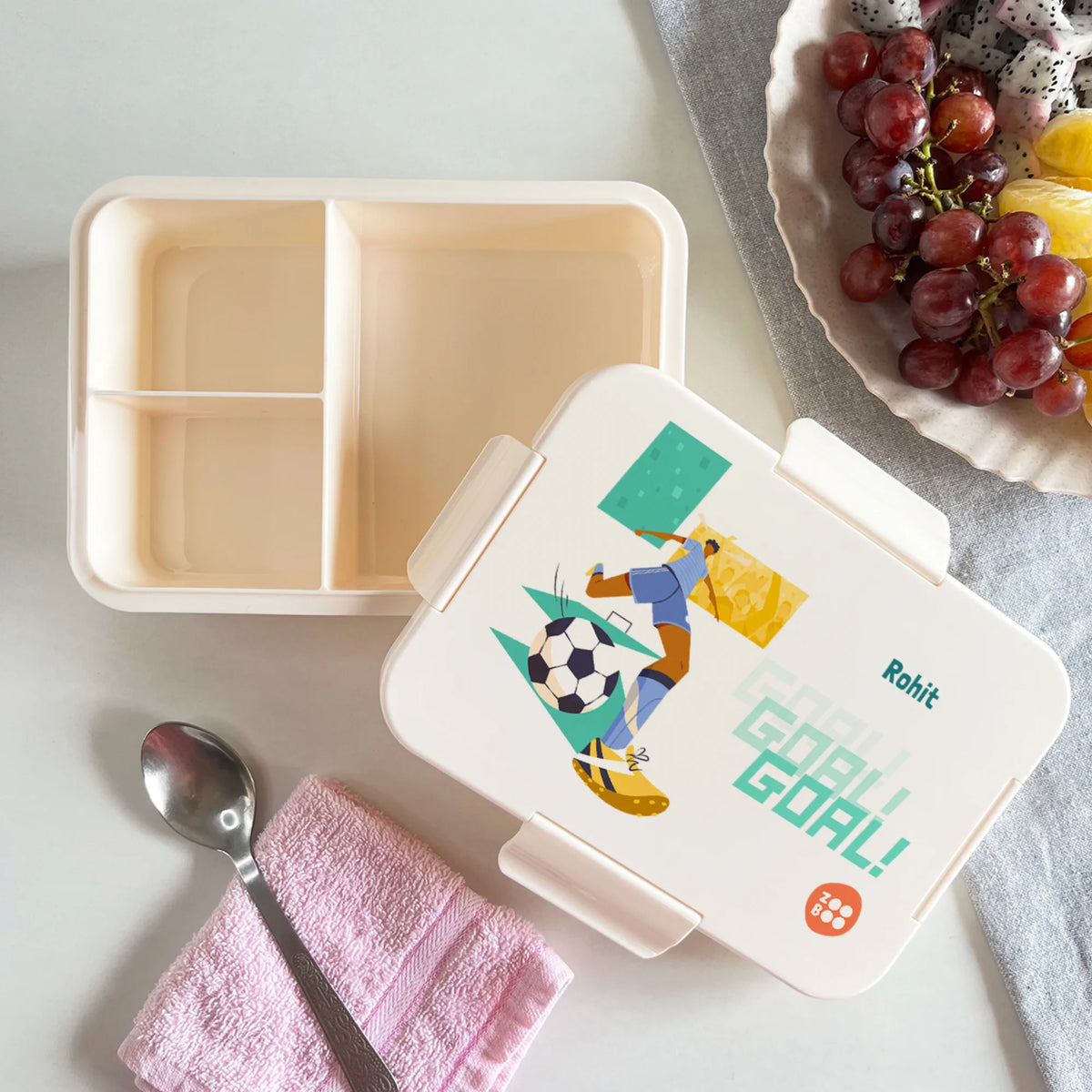 Personalised Football Goals Boy Bento Lunch Box for Kids - image 2