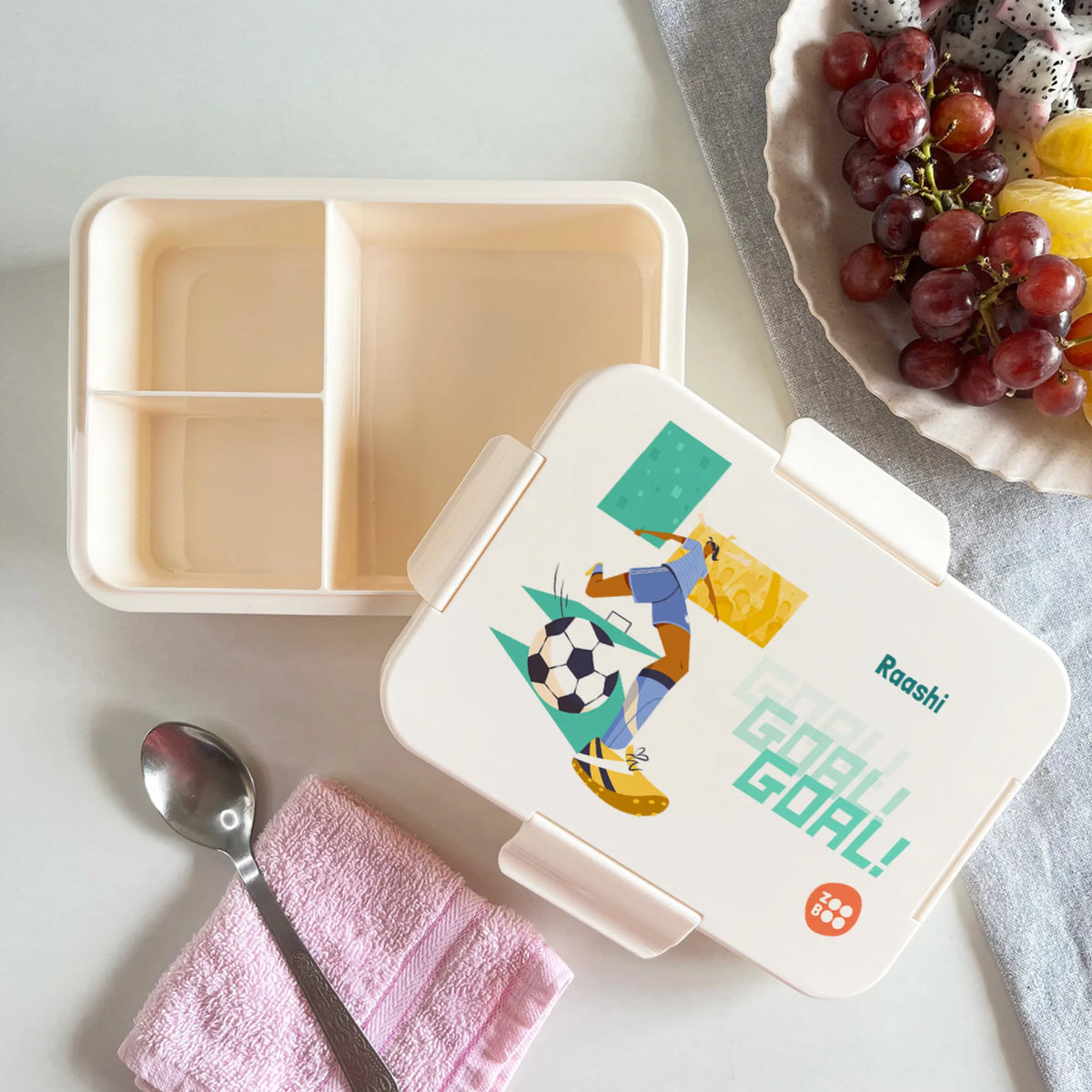Personalised Football Goals Girl Bento Lunch Box for Kids - image 2