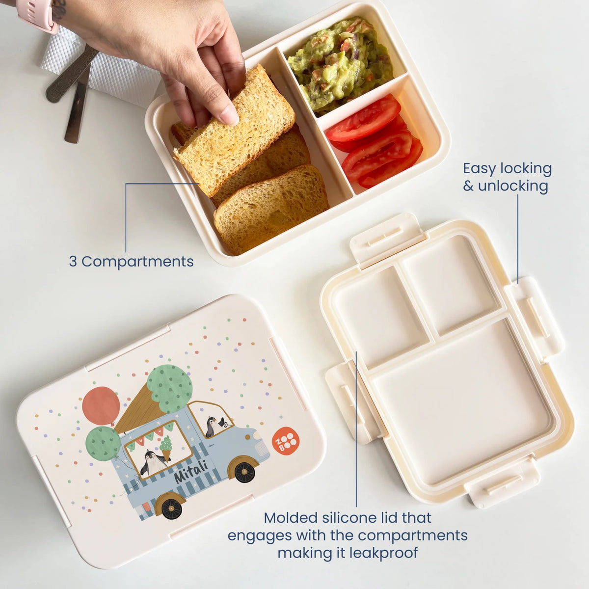 Personalised Ice Cream Fun Bento Lunch Box for Kids - image 3