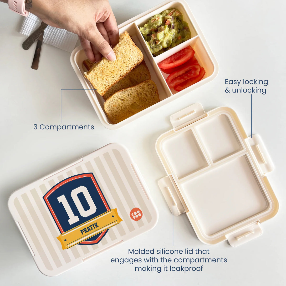 Personalised Jersey Number Bento Lunch Box for Kids - image 3