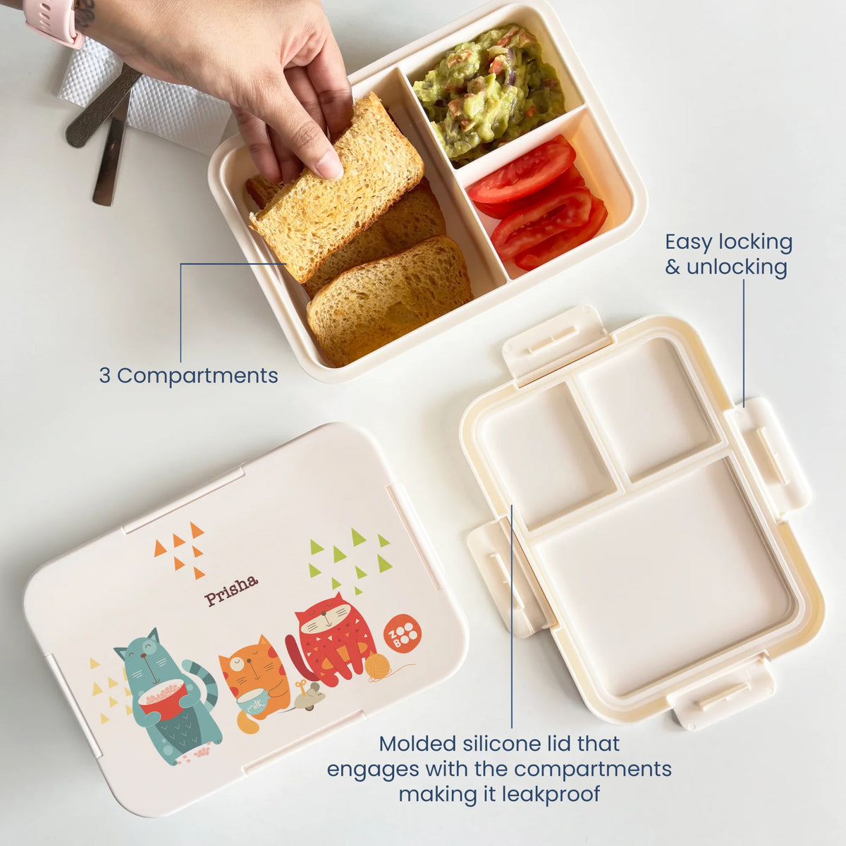 Personalised Kitty Cat Bento Lunch Box for Kids - image 3