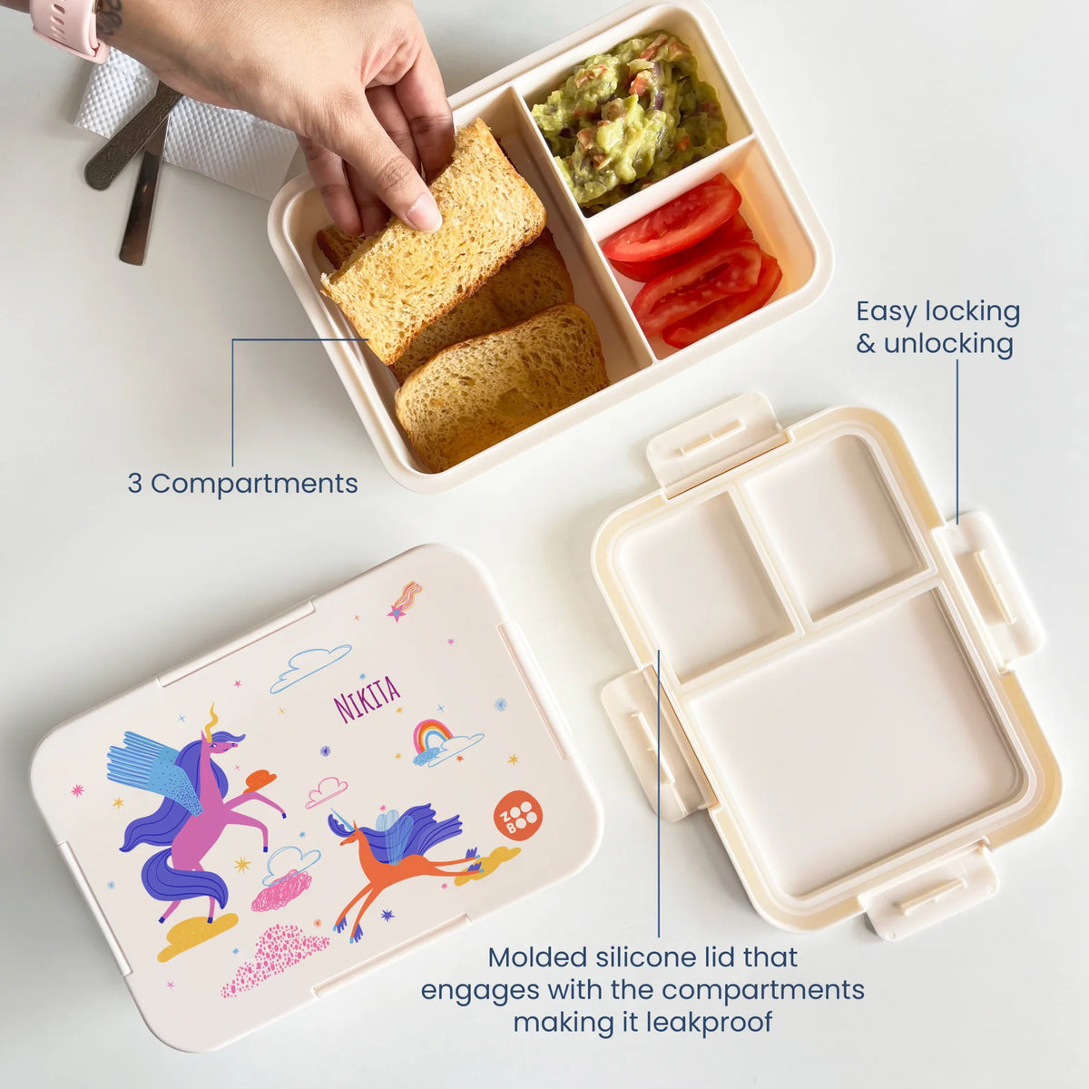 Personalised Magical Unicorn Bento Lunch Box for Kids - image 3